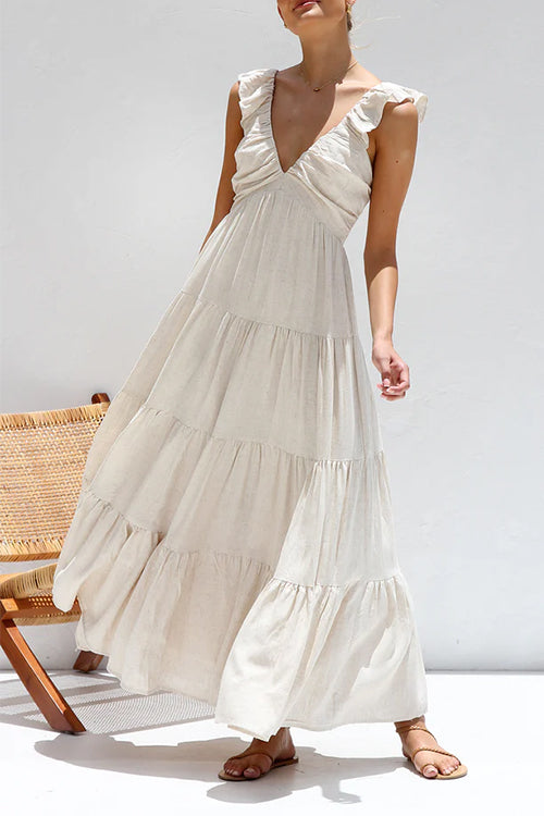 Emma - V-Neck Linen Maxi Dress