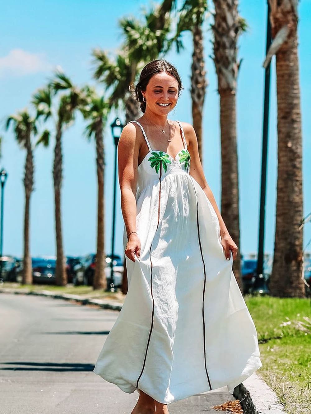 Solstice - Palm Embroidered Maxi Dress