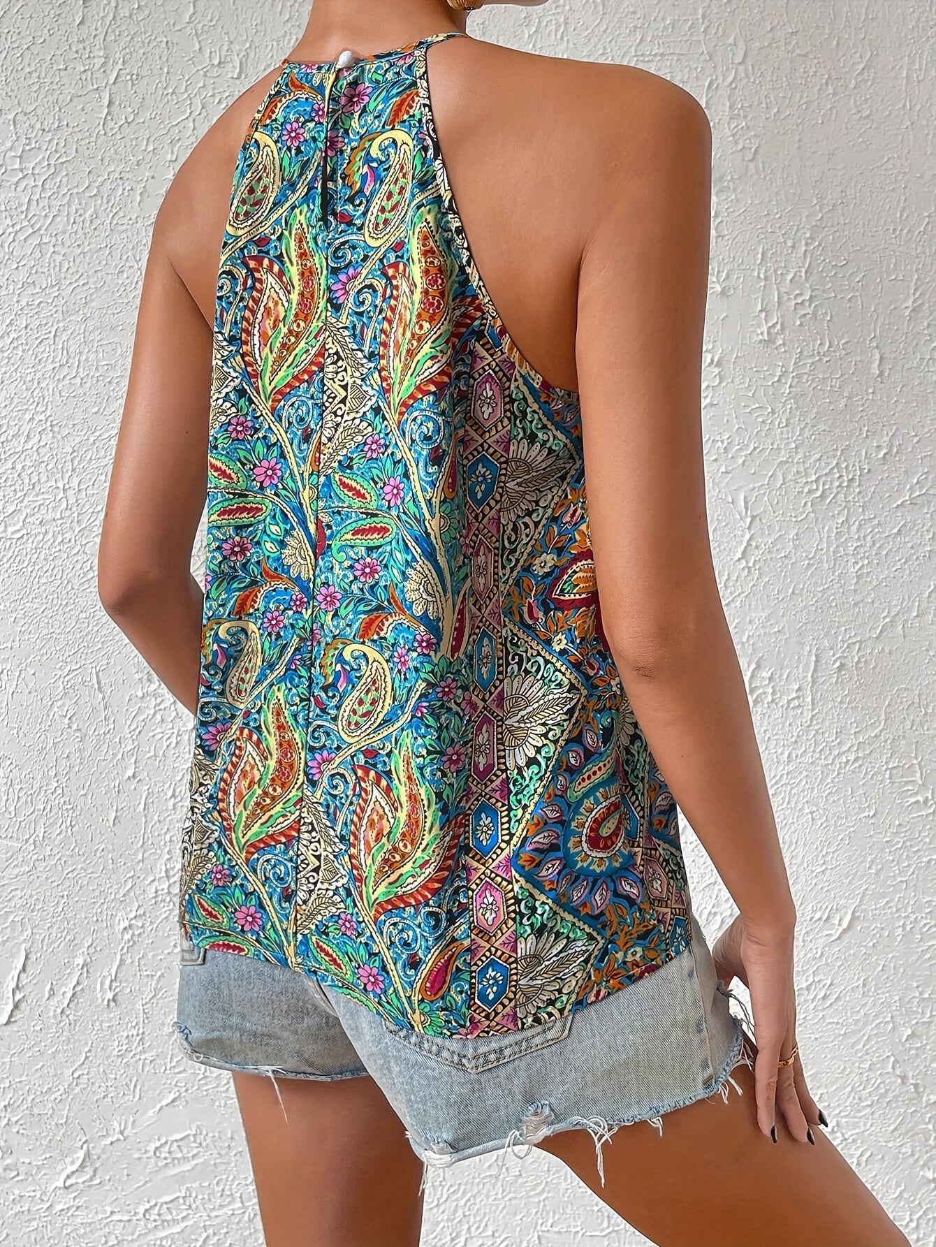 Elysia | Vibrant Paisley Print Halter Top