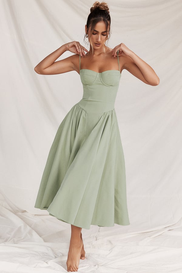 Carolyn - Sleeveless Corset Midi Dress