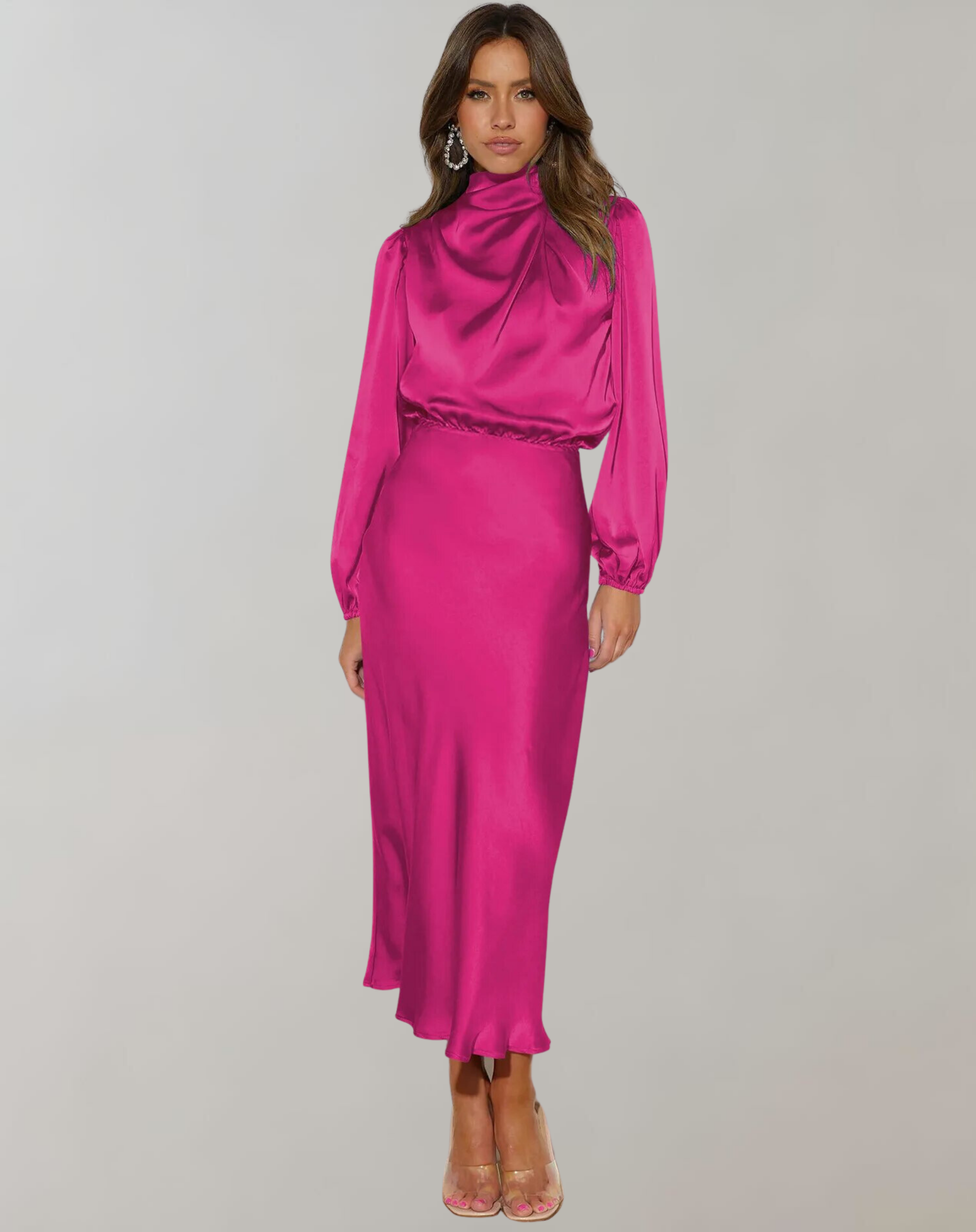 Alexis - Long-Sleeved Satin Dress