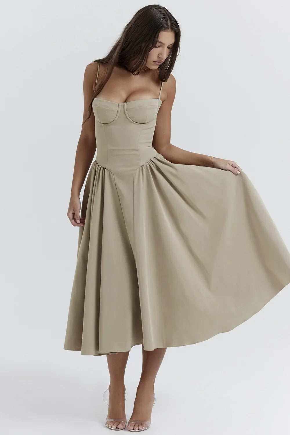 Carolyn - Sleeveless Corset Midi Dress