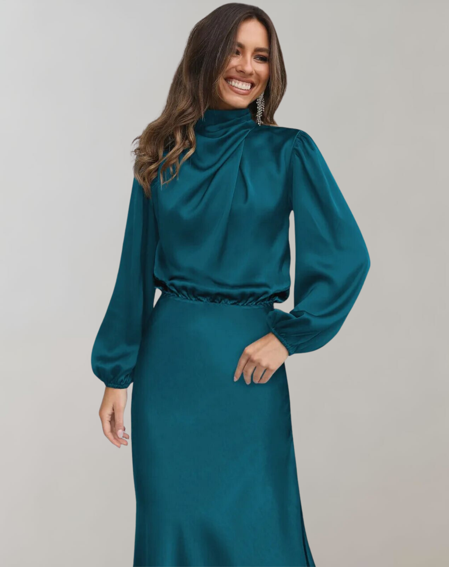 Alexis - Long-Sleeved Satin Dress