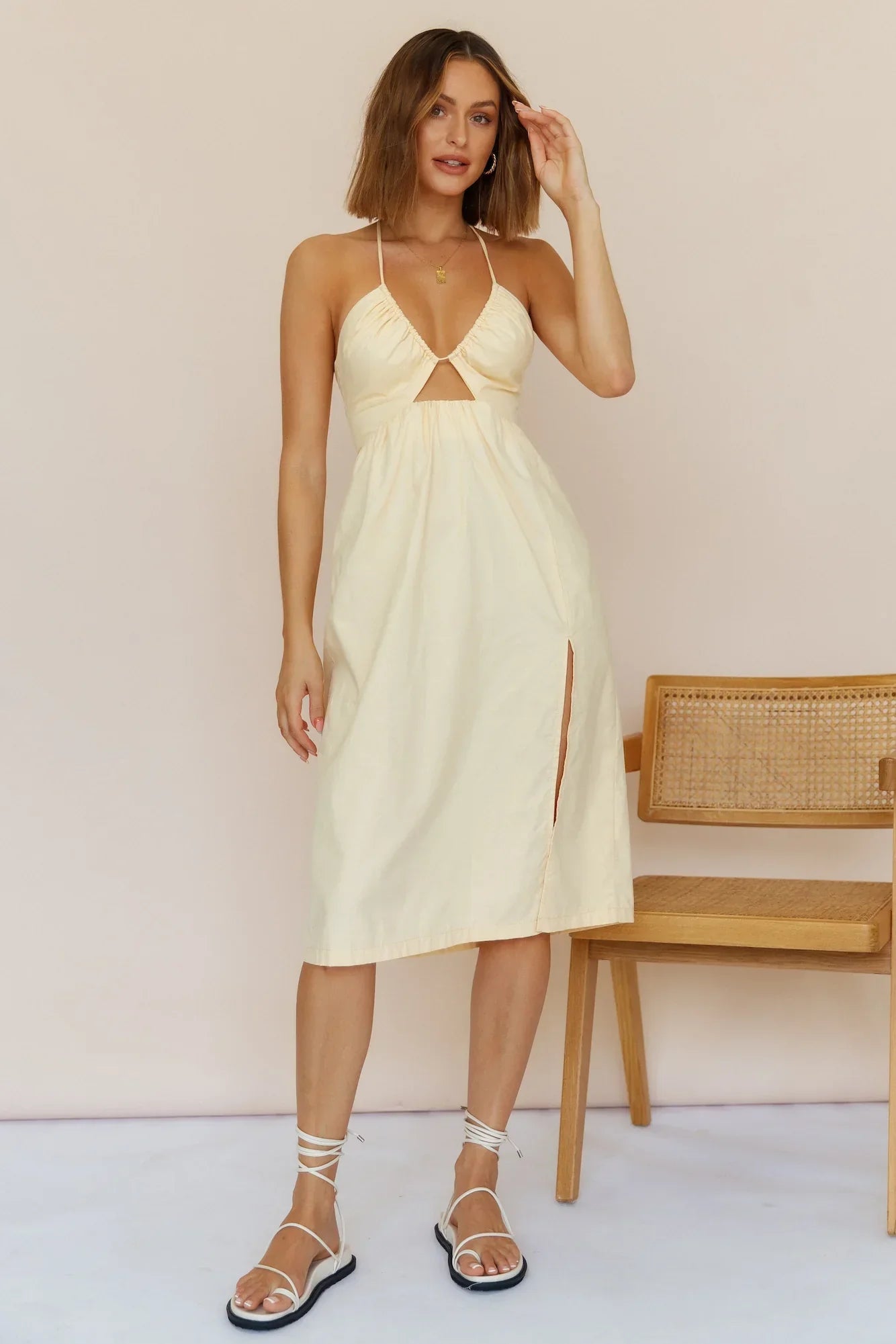 Danica - Halter Backless Midi Dress