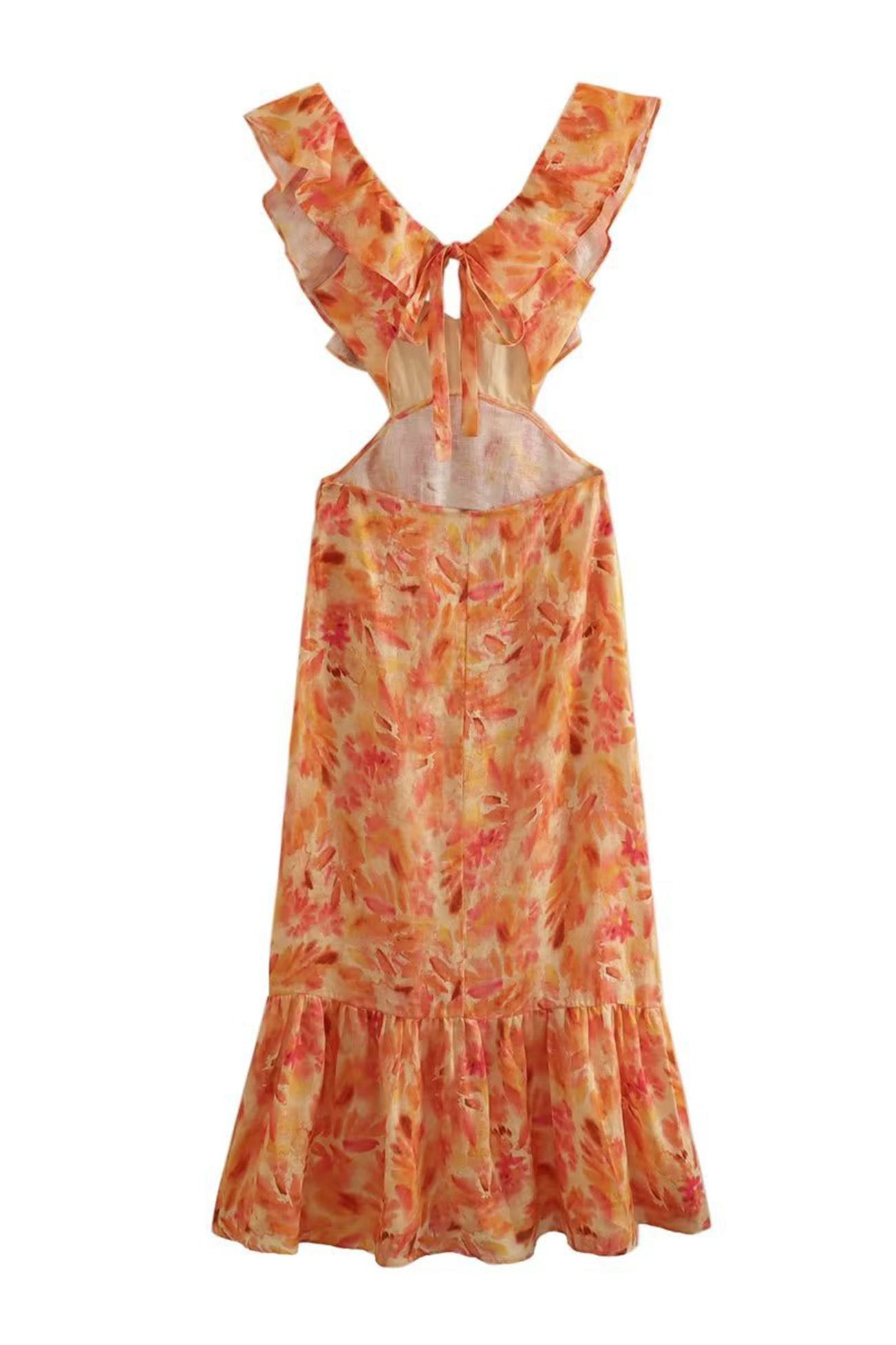 Erika - Printed Ruffle Maxi Dress