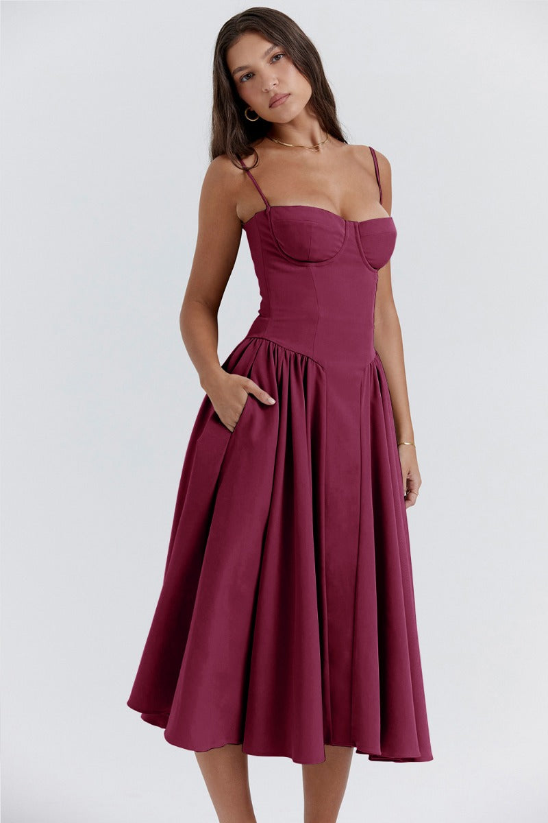 Carolyn - Sleeveless Corset Midi Dress