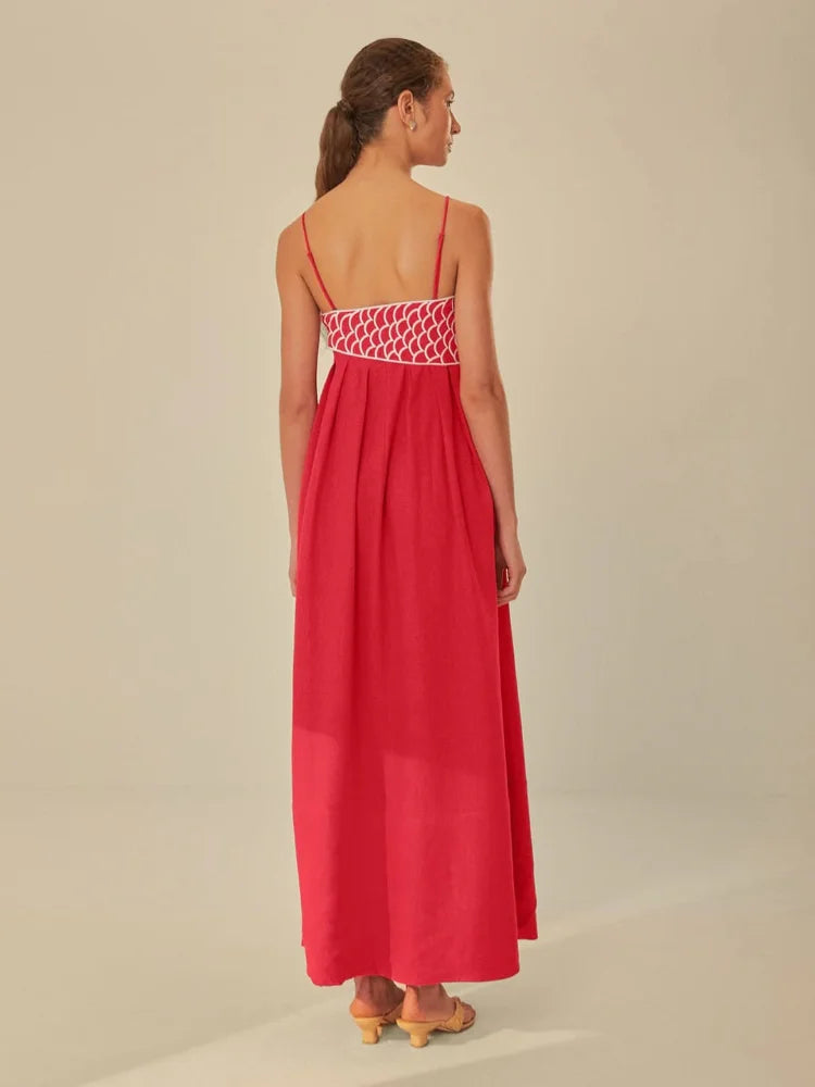 Sarah - Red Fish Backless Dress