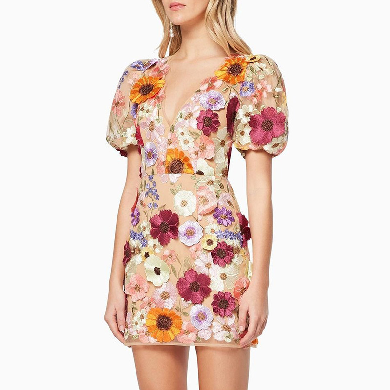 Vivienne - 3D Floral Mini Dress